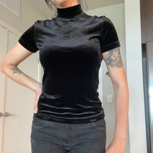 Velour Short Sleeve Turtleneck